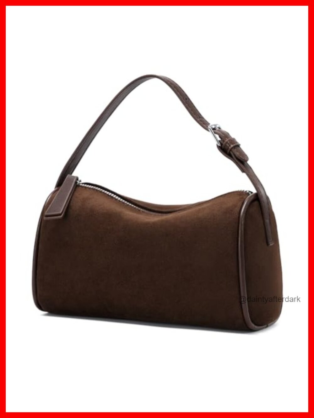 Faux Suede Crossbody Shoulder Bag Barrel Mini Purse Adjustable Strap